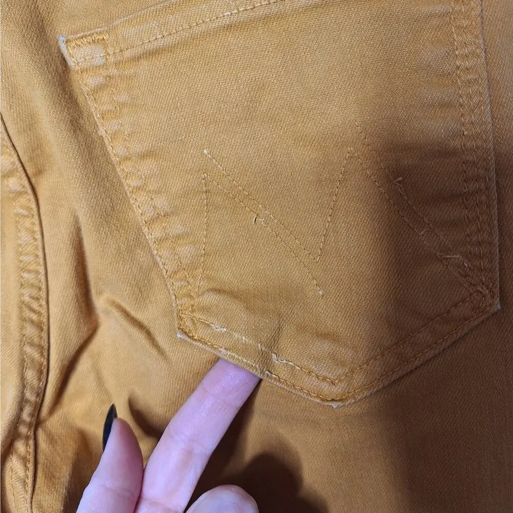 Mother Jeans Tomcat Ankle Fray Denim Buckthorn Mustard 27 (28 